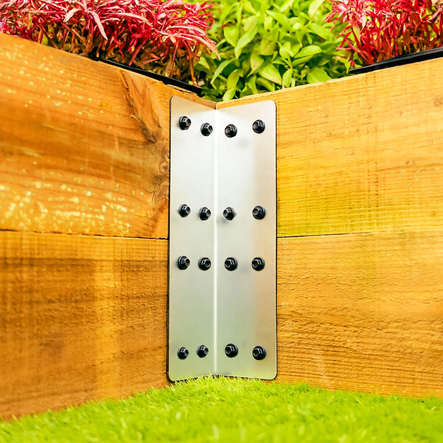 2-Tier Corner Galvanised Steel Railway Sleeper Bracket - Image 2