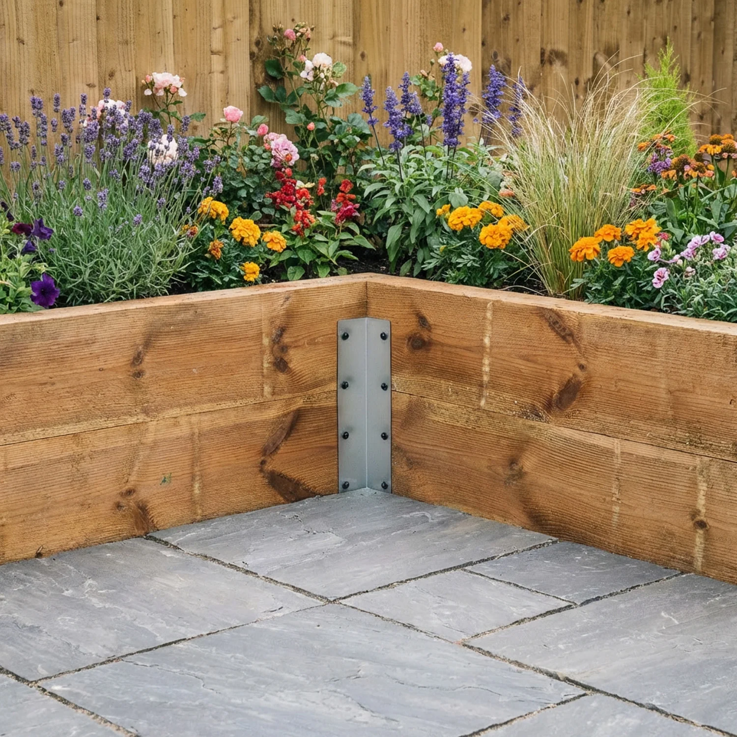 2-Tier Corner Railway Sleeper Bracket with Stake - Image 13