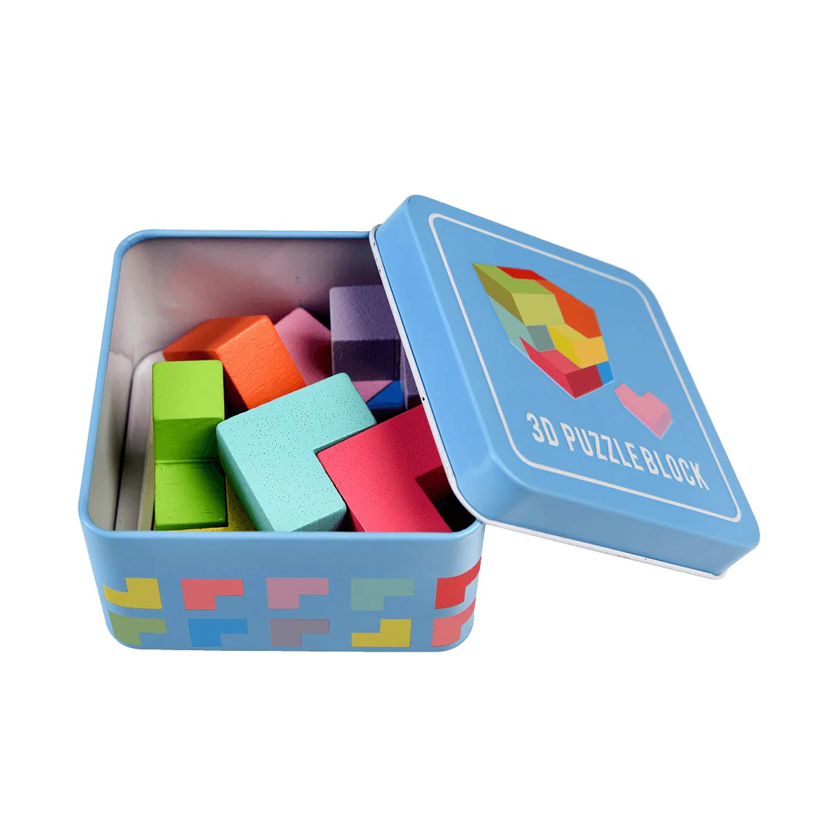3D Wooden Puzzle Block & Storage Tin - Image 3