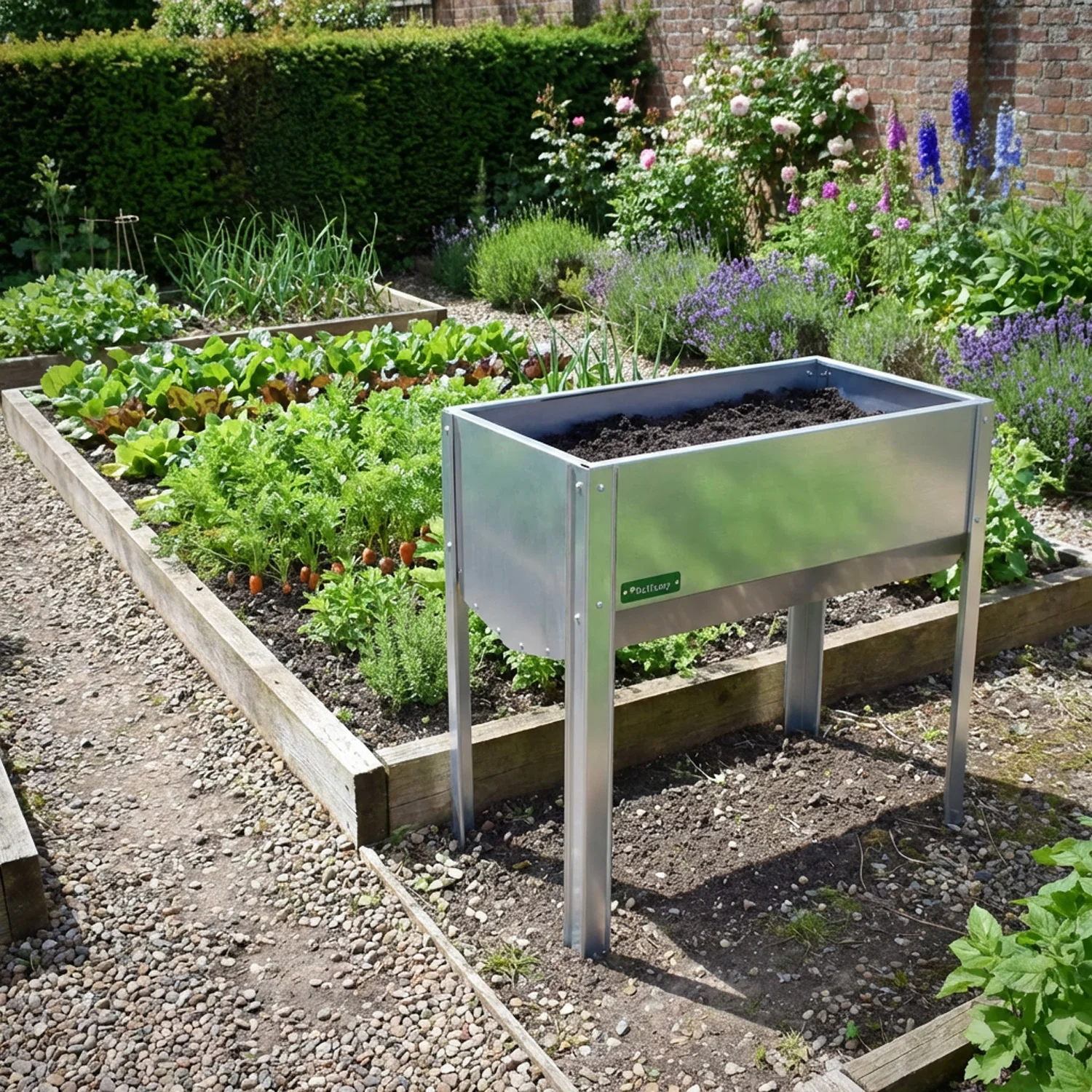 Bellamy Galvanised Steel Trough Standing Planter with Legs (2 Sizes Available) - Image 3