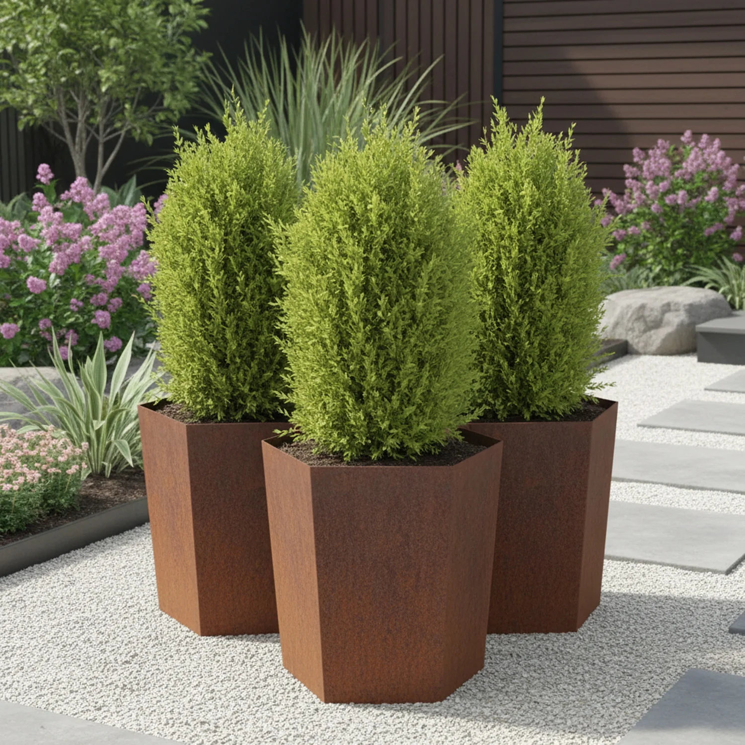 Bellamy Hexagon-Shaped Rustic Steel Planter - Image 2