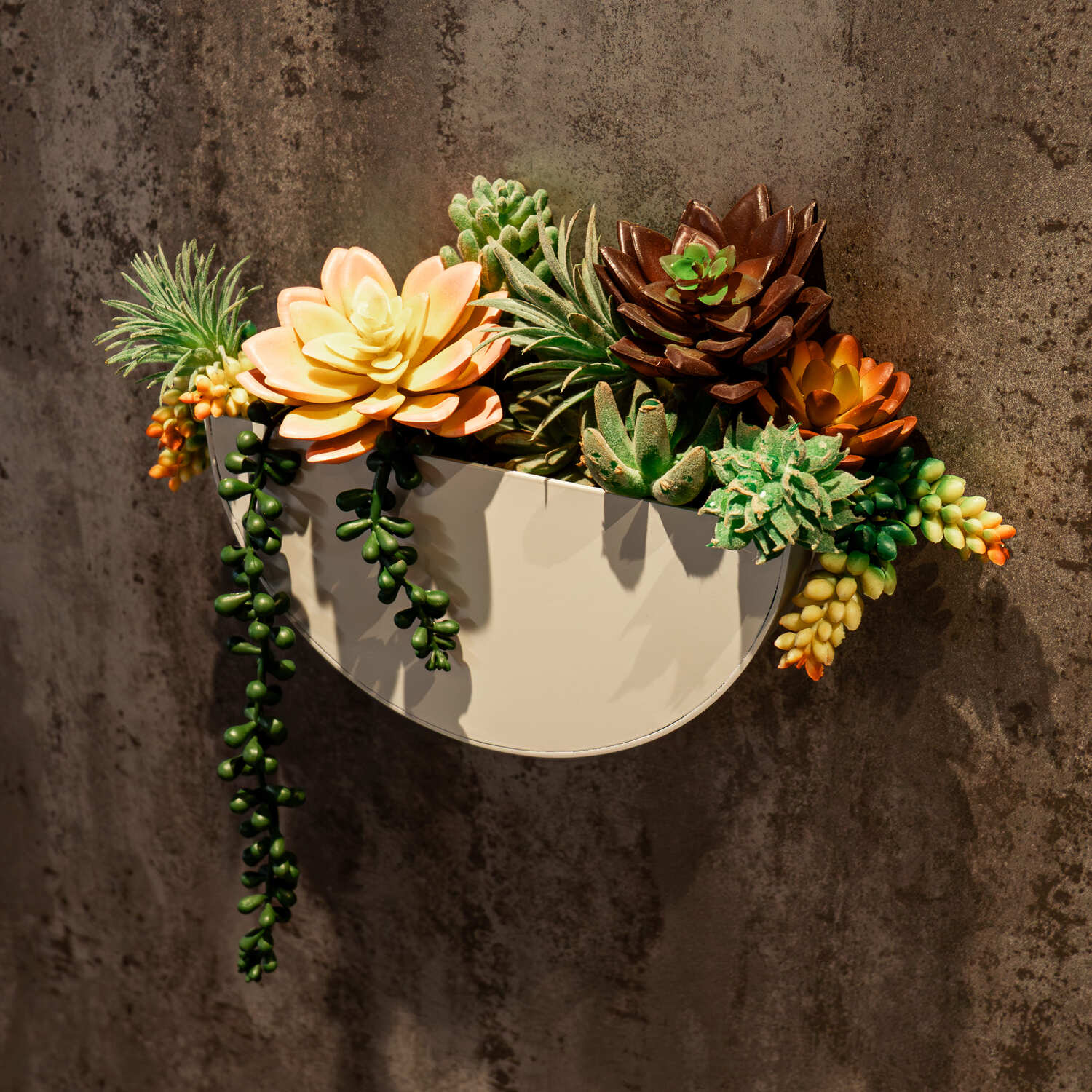 Bellamy Indoor or Outdoor Wall Mount Semi-Circular Half Moon Planter - Image 3