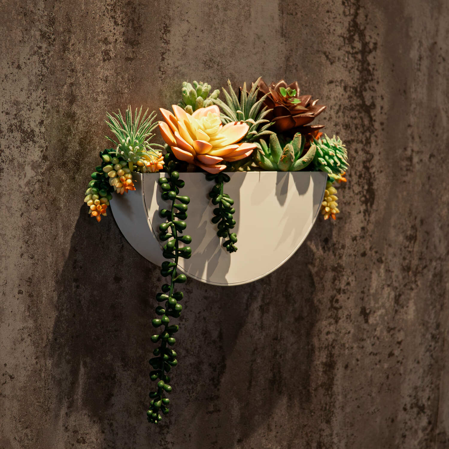 Bellamy Indoor or Outdoor Wall Mount Semi-Circular Half Moon Planter - Image 6