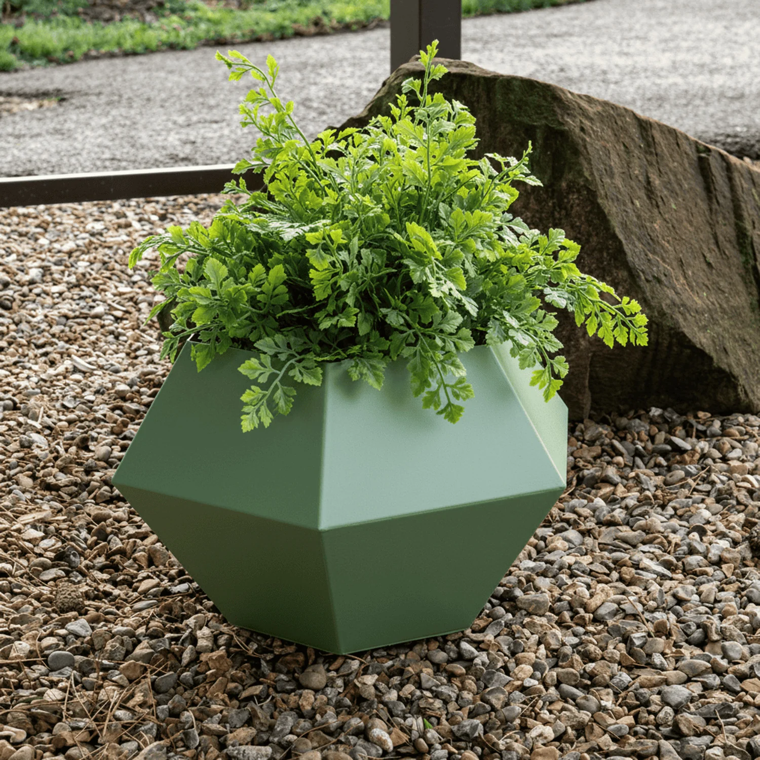 Bellamy Rustic Steel Faceted Geometric Planter with Base - Image 13