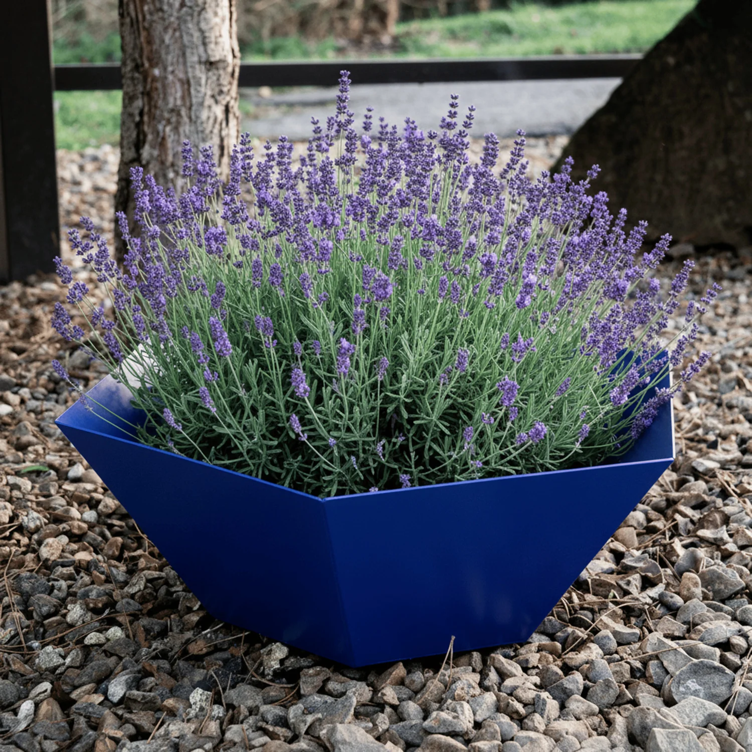 Bellamy Rustic Steel Hexagon Tapered Geometric Planter with Base - Image 4