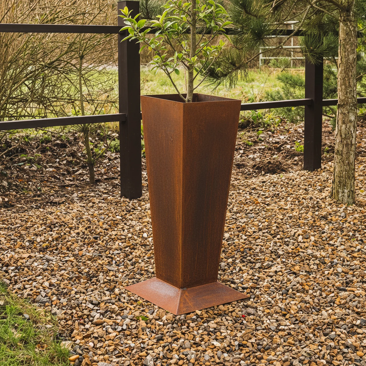 Bellamy Rustic Steel Tapered Pedestal Garden Planter - Image 6