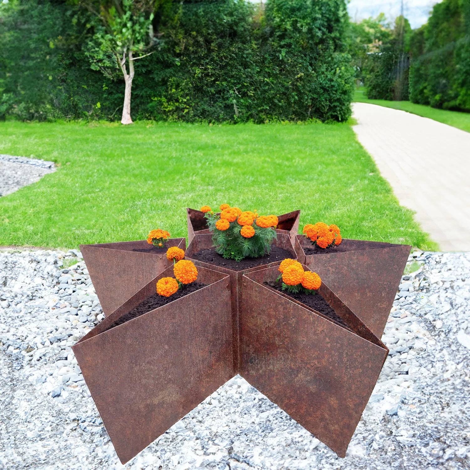 Bellamy Star Shaped Rustic Steel Planter - Image 6