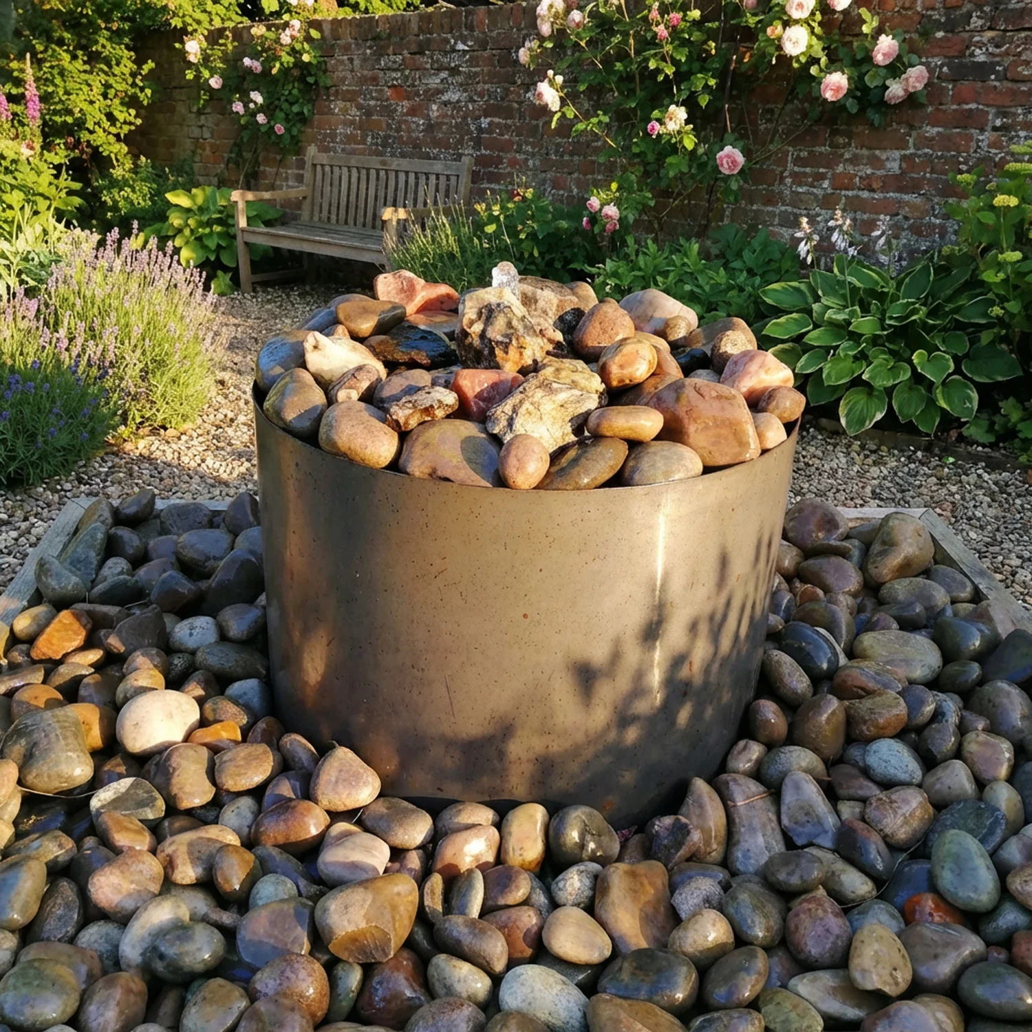 Circular Rustic Steel Planter with Base - Image 6