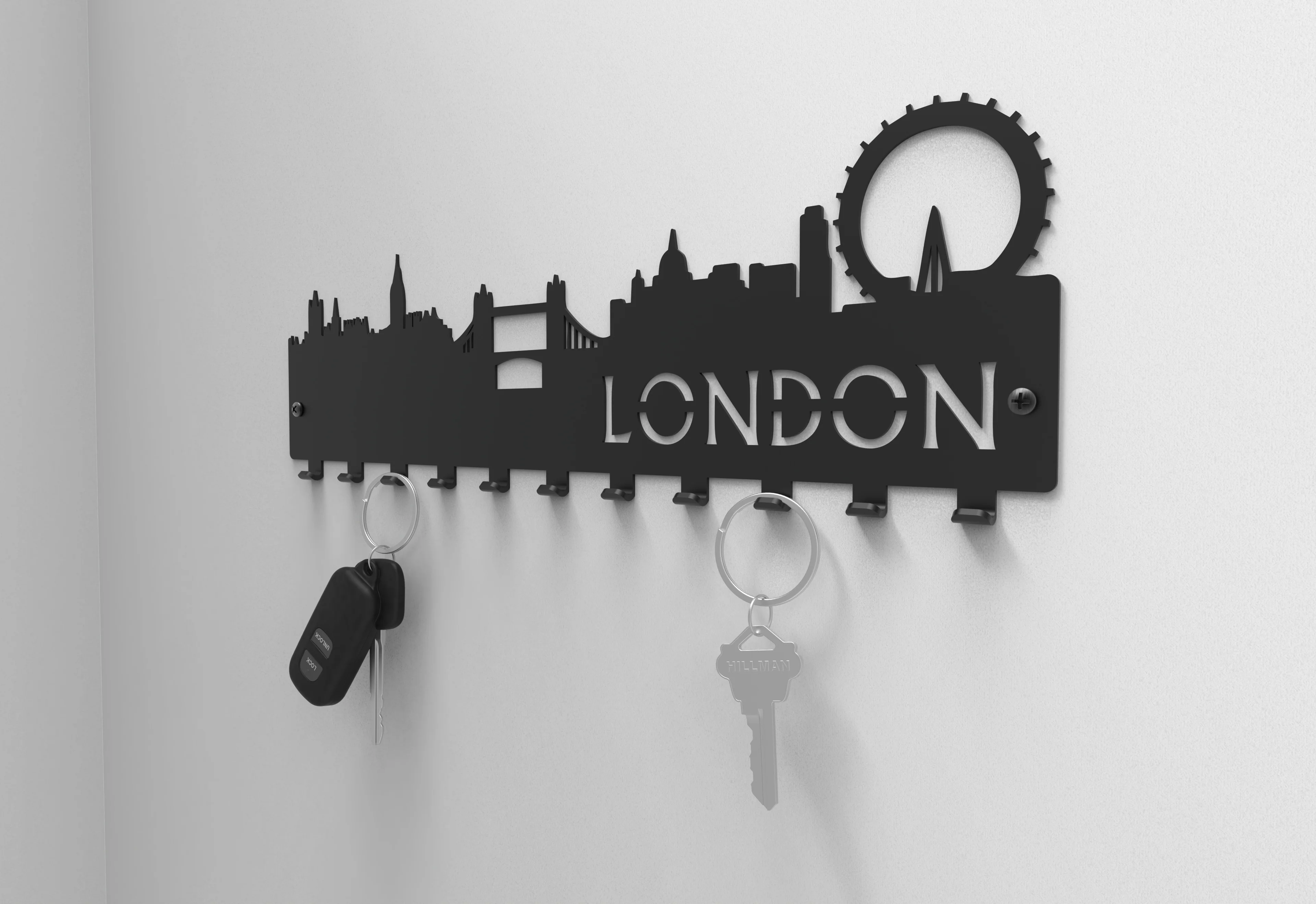 Okunaii™ London Skyline Silhouette Key Holder Rack - Image 7