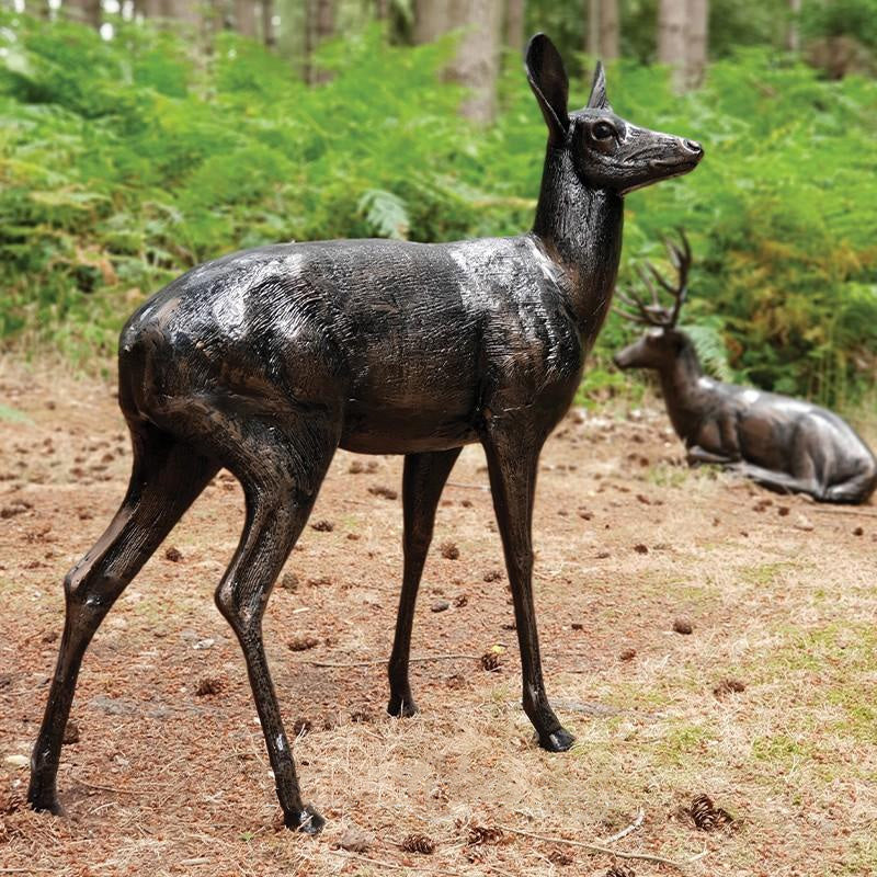 Fergus McArthur Standing Doe Deer Bronze Effect Sculpture - Image 4
