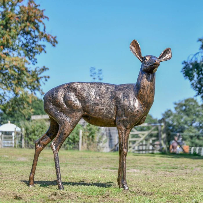 Fergus McArthur Standing Doe Deer Bronze Effect Sculpture - Image 6