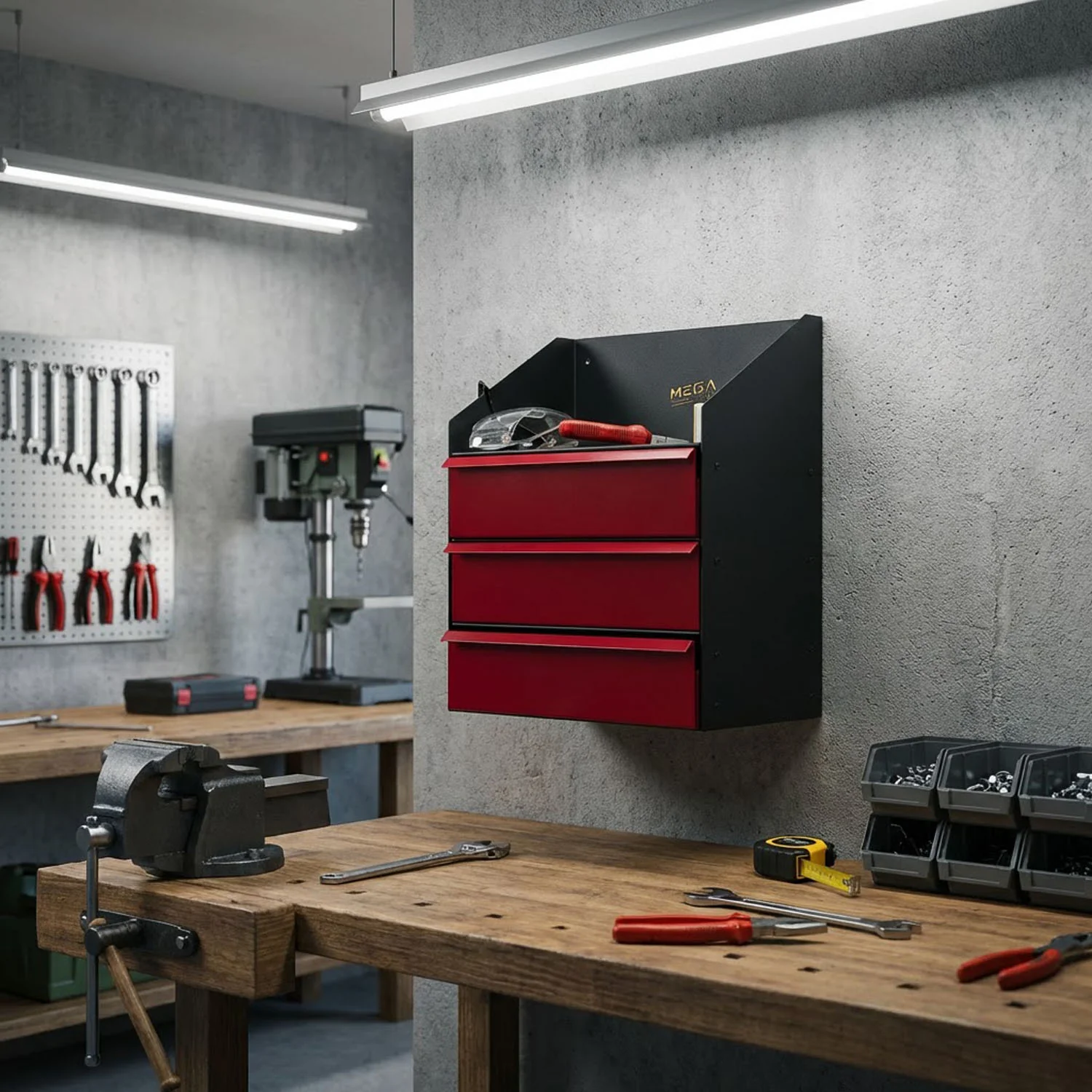 MegaMaxx UK™ Wall Mount Tool Storage Unit with Drawers - Image 10