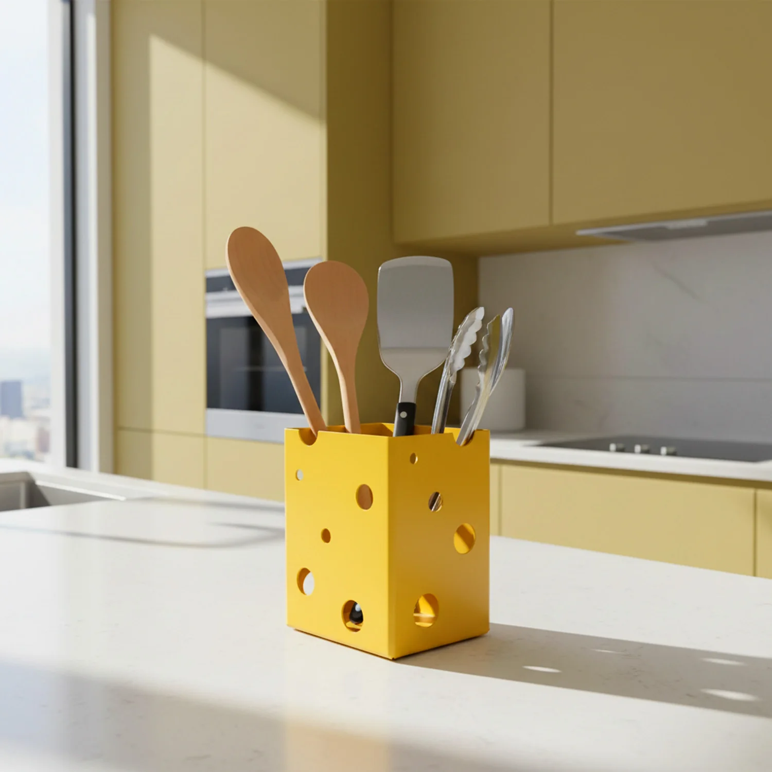 Okunaii™ Block of Cheese-Shaped Worktop Kitchen Utensil & Accessories Holder - Image 4