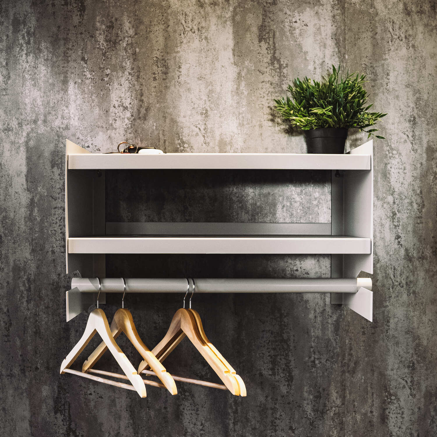 Okunaii™ Wall Mount Compact Clothes Storage & Organiser Unit with Clothes Hanging Pole - Image 7
