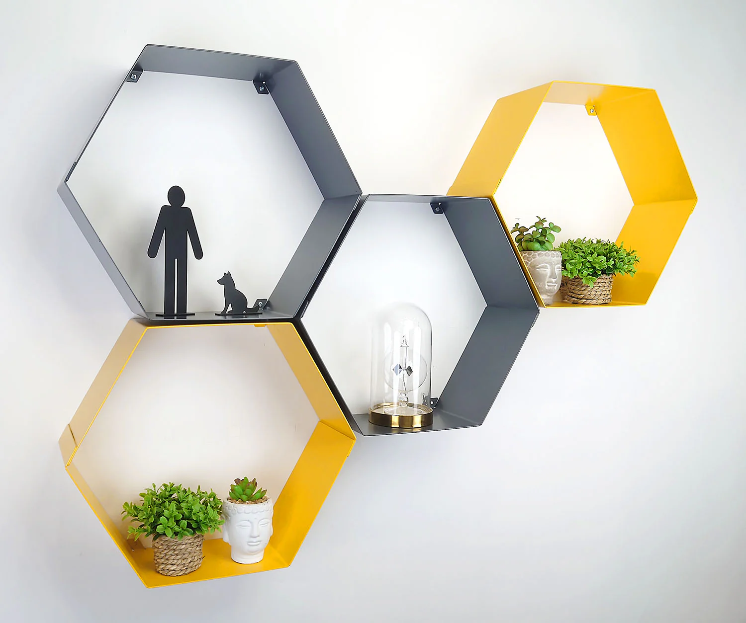 Okunaii™ Wall Mount Hexagonal Honeycomb Shelves (Set of 4) - Image 9