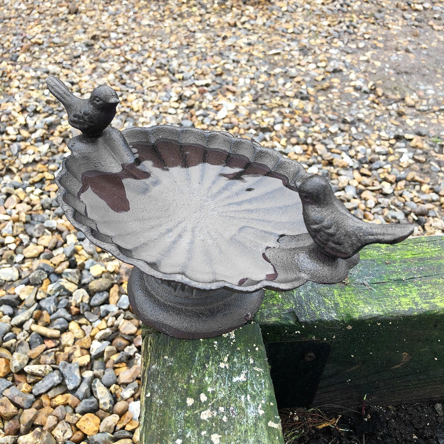 Rustic Cast Iron Bird Bath with Bird Decoration - Image 6