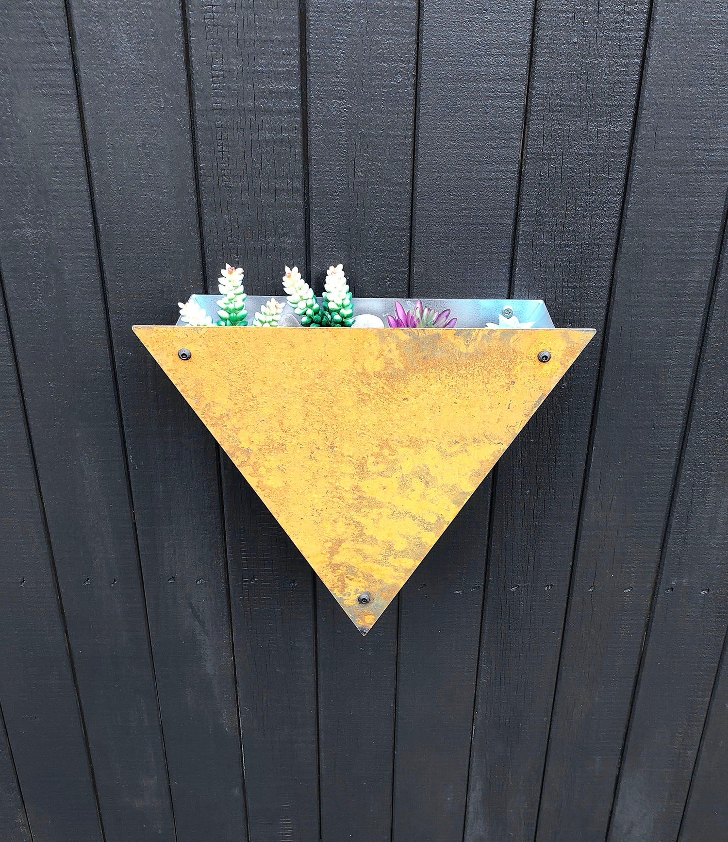 Bellamy Rustic Steel Wall Mount Triangle Planter - Image 9