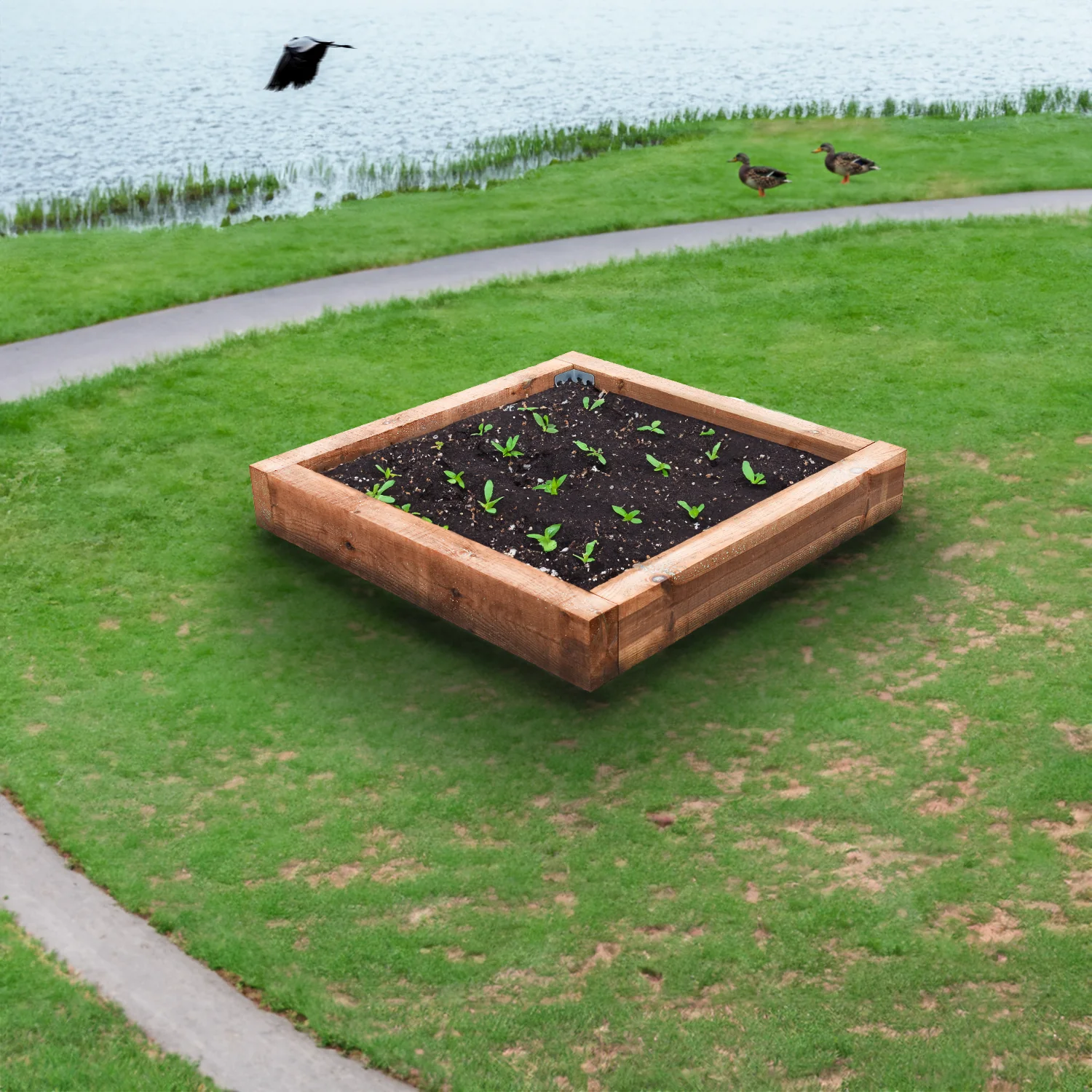 SleeperFit 1-Tier Square Railway Sleeper Planter & Vegetable Patch Installation Kit - Image 5