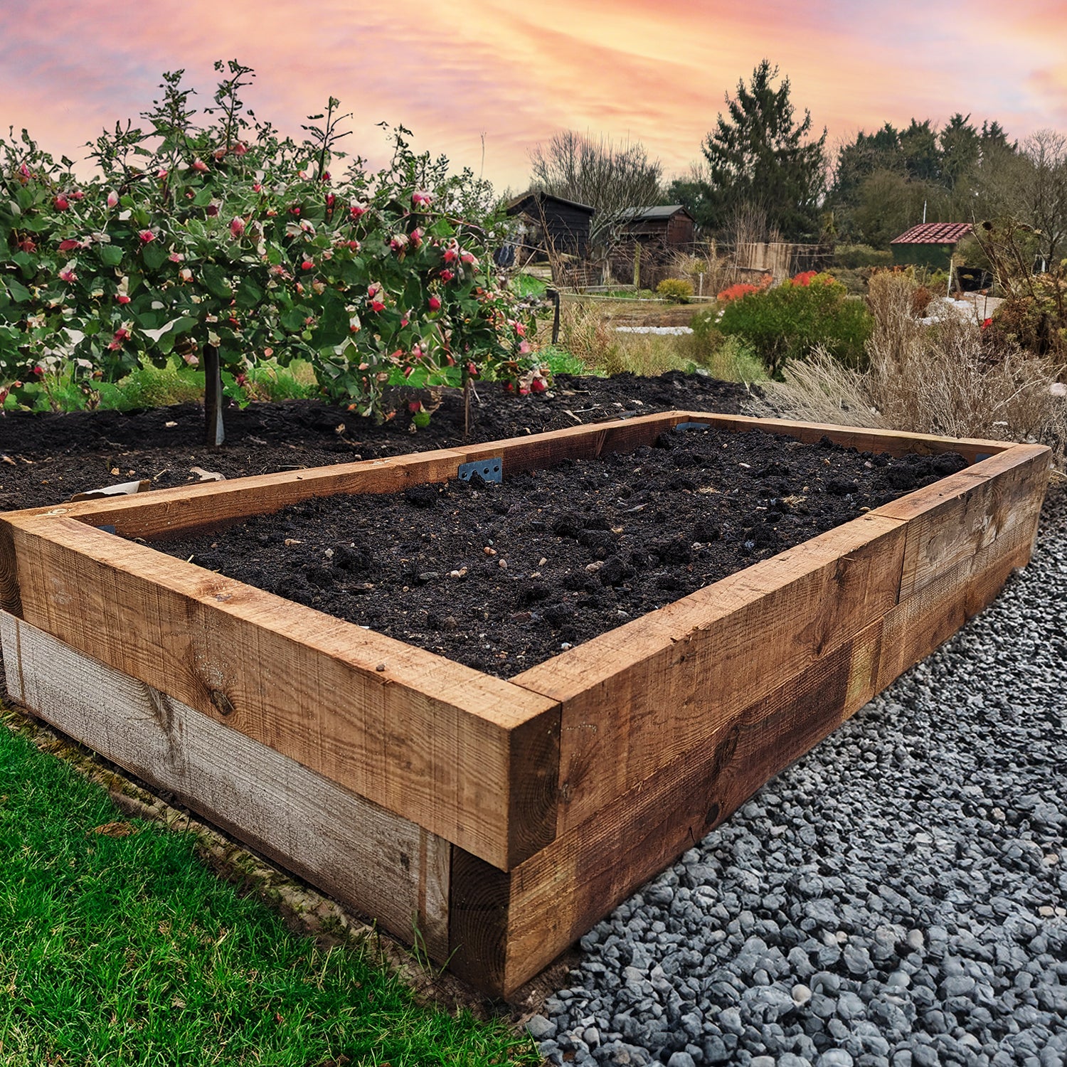 SleeperFit 2-Tier Rectangular Railway Sleeper Planter & Vegetable Patch Installation Kit - Image 10