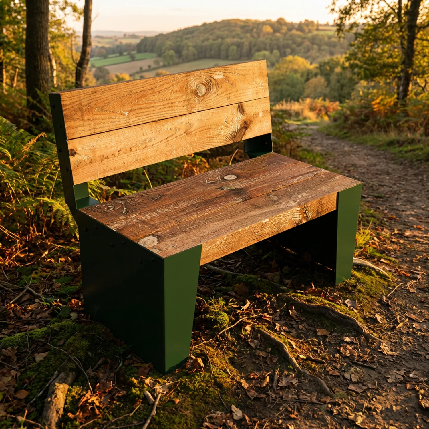 SleeperFit LightGauge Railway Timber Sleeper Garden Bench with Backrest - Image 4
