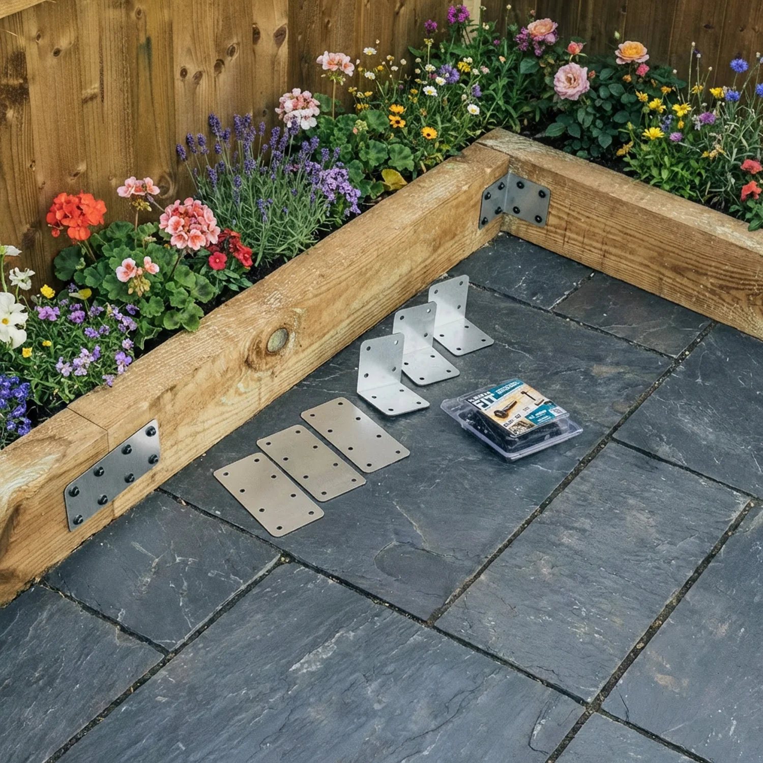 SleeperFit Railway Sleeper Bracket Basic Planter Starter Kit - Corner Brackets, Flat Brackets & Screws - Image 4