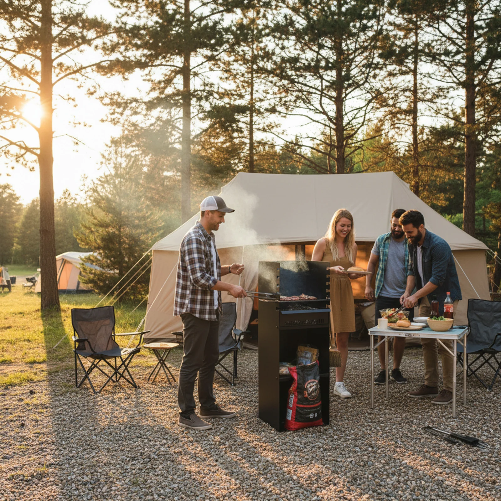 Volcann™ Artus Freestanding Large Garden Charcoal BBQ with Adjustable Grill Height
