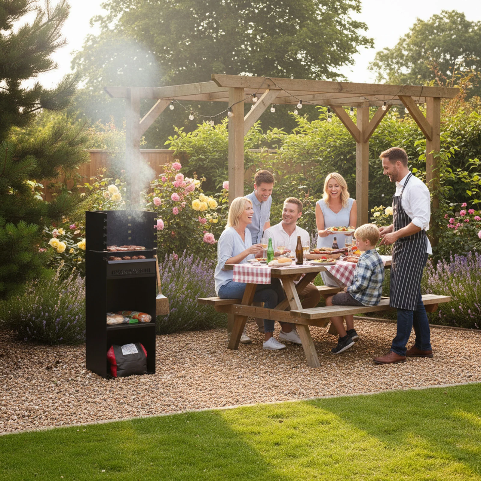 Volcann™ Artus Freestanding Large Garden Charcoal BBQ with Adjustable Grill Height - Image 2