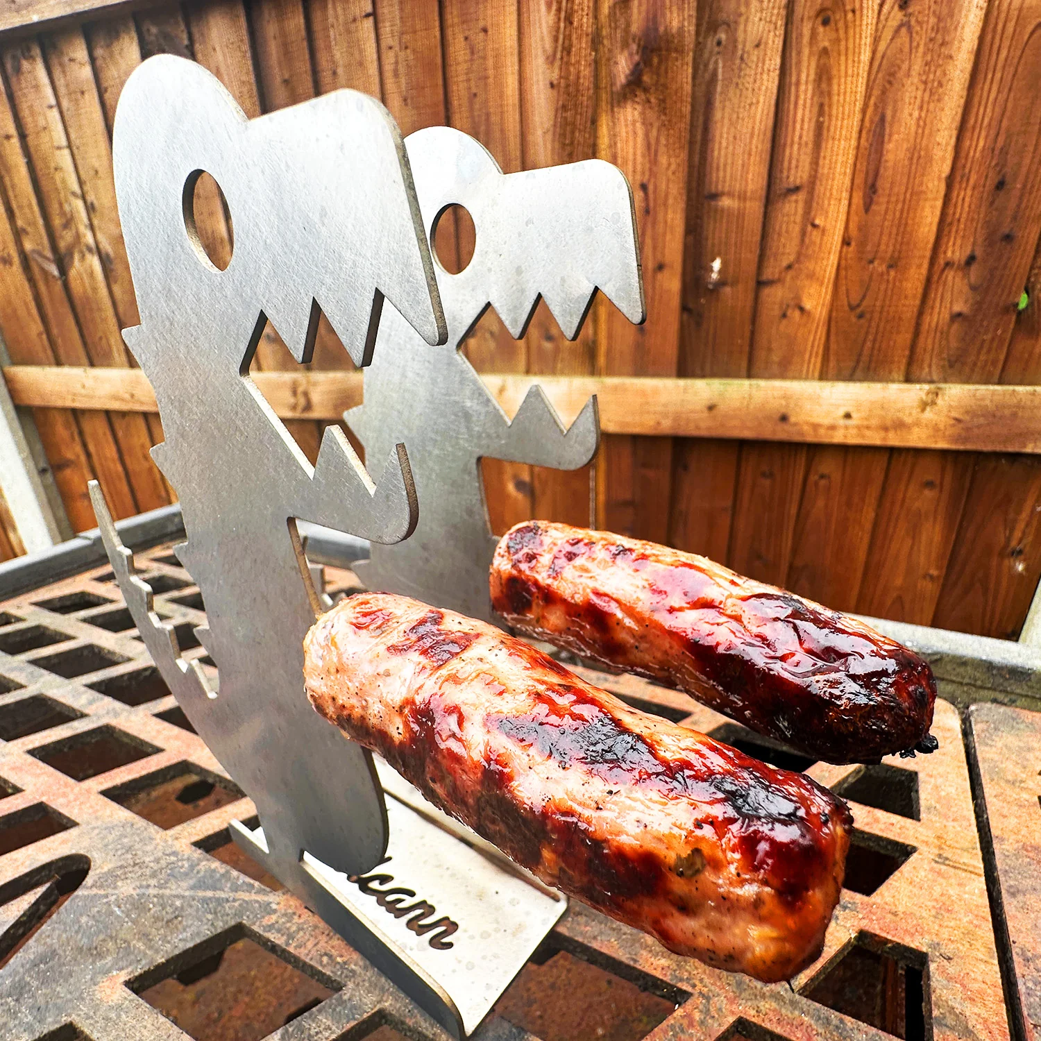 Volcann™ "GrillZilla" BBQ Stainless Steel Dual Sausage Holder - Image 2